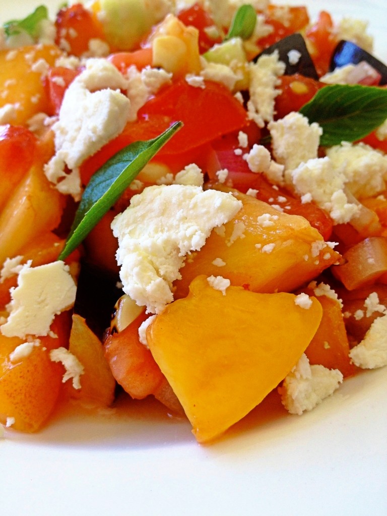 peaches in summer salad