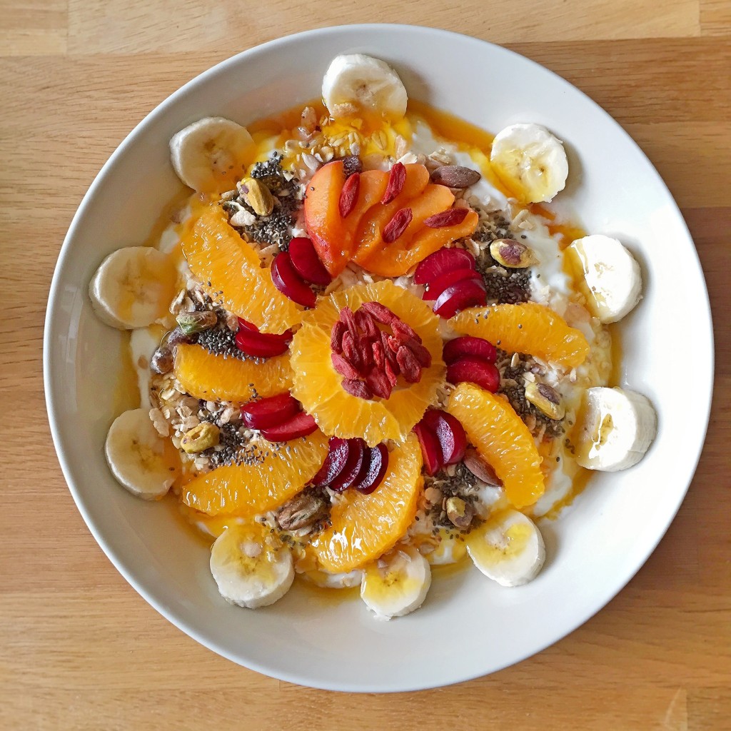 Orange-Banana-Cherry Muesli with Chia Seeds (aka sunshine on a cloudy day)